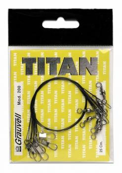 Titan 6x Edelstahl Vorfach mit Wirbel und Karabiner 25cm oder 40cm